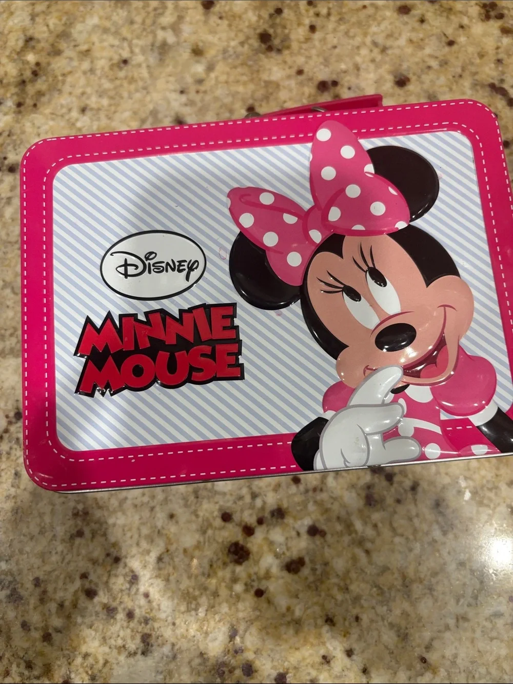 Disney Minnie Mouse Pink White and Red Kids Lunch Tin - Polka Dot Bow